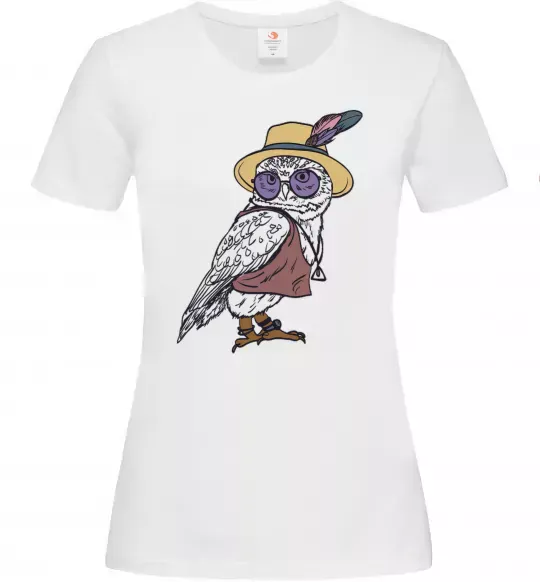 Жіноча футболка Сова в капелюсі Білий фото