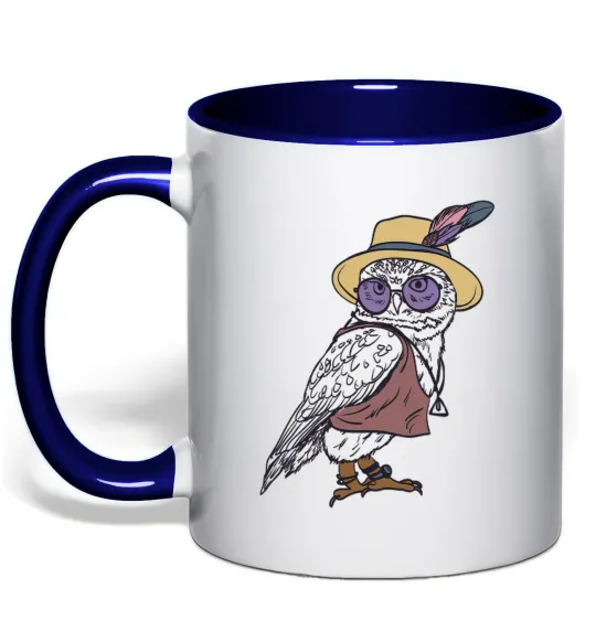 Чашка з кольоровою ручкою Сова в капелюсі Глибокий темно-синій фото