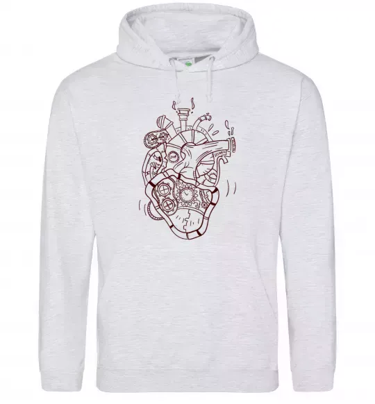 Мужская толстовка (худи) Серце механічне Серый меланж фото