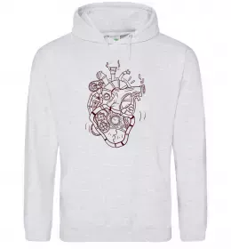 Женская толстовка (худи) Серце механічне Серый меланж фото