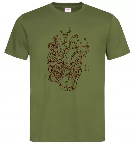 Чоловіча футболка Серце механічне Оливковий фото