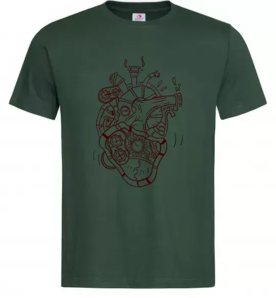 Чоловіча футболка Серце механічне Темно-зелений фото