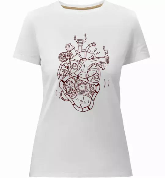 Жіноча преміум футболка Серце механічне Білий фото
