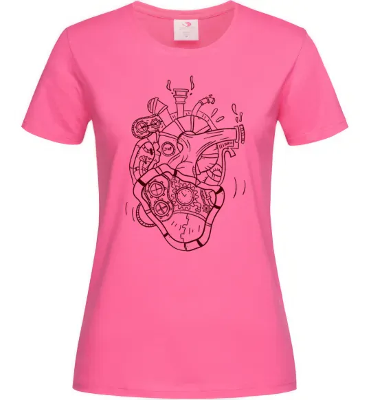 Жіноча футболка Серце механічне Яскраво-рожевий фото