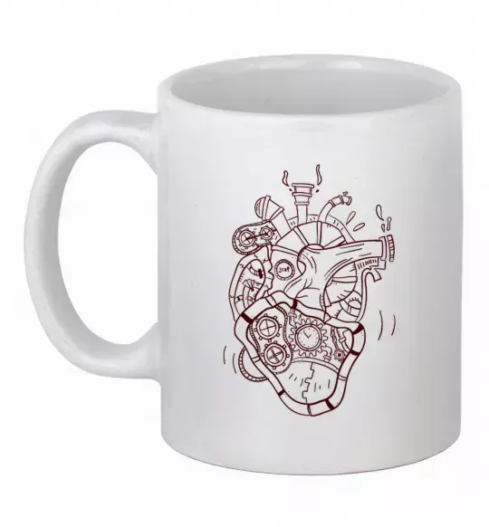 Чашка керамічна Серце механічне Білий фото