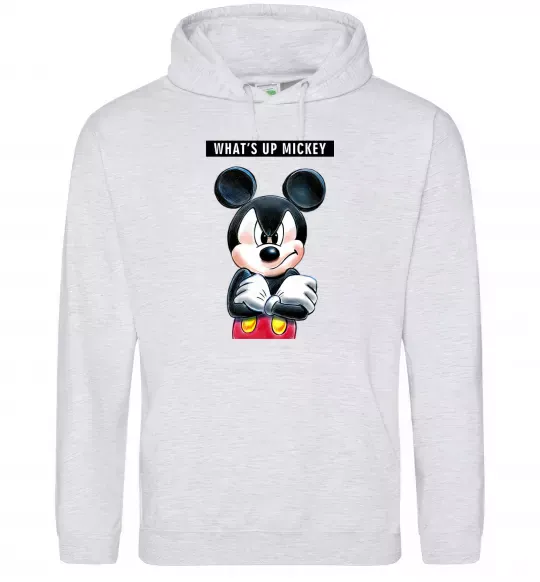 Женская толстовка (худи) Wat's up Mikey Серый меланж фото