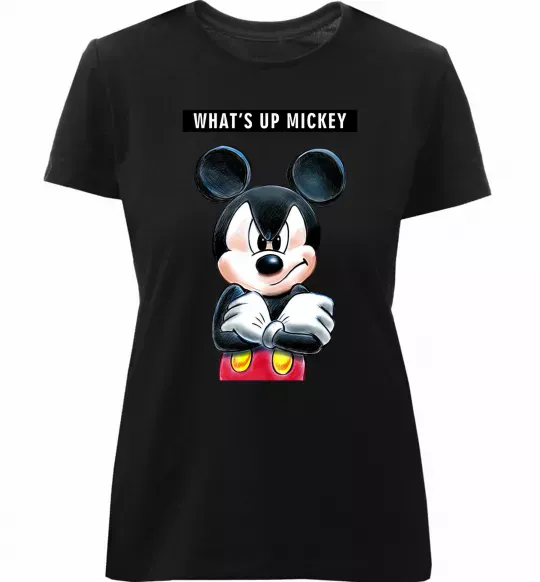 Жіноча преміум футболка Wat's up Mikey Чорний фото