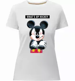 Женская премиум футболка Чорно-білий Міккі Белый фото