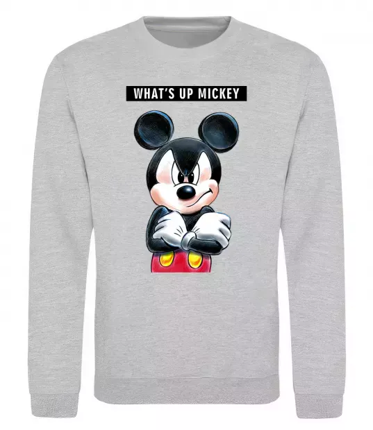 Свитшот Wat's up Mikey Серый меланж фото