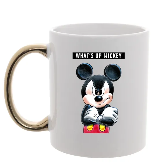 Чашка с цветной ручкой Wat's up Mikey Золото фото