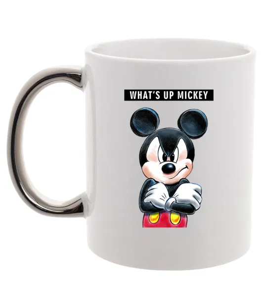 Чашка с цветной ручкой Wat's up Mikey Серебро фото