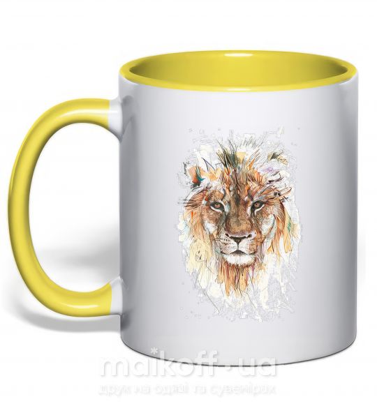 Чашка з кольоровою ручкою Lion paint Сонячно жовтий фото
