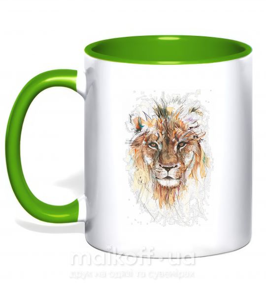 Чашка с цветной ручкой Lion paint Зеленый фото
