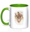 Чашка з кольоровою ручкою Lion paint Зелений фото