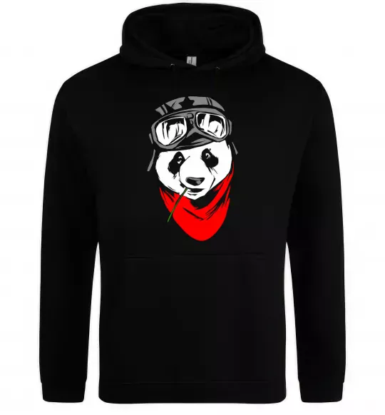Мужская толстовка (худи) Панда в шоломі Черный фото