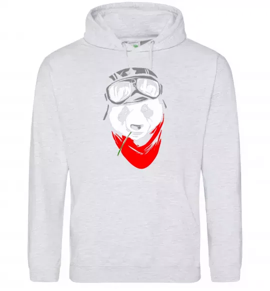 Женская толстовка (худи) Панда в шоломі Серый меланж фото