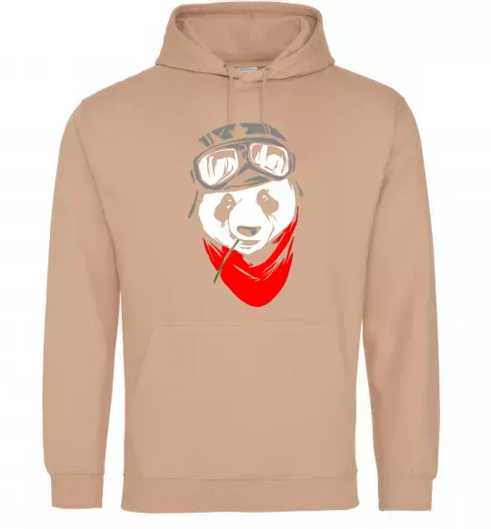 Женская толстовка (худи) Панда в шоломі Песочный фото