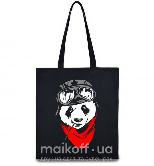 Эко-сумка Панда в шлеме Черный фото