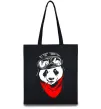Еко-сумка Панда в шоломі Чорний фото