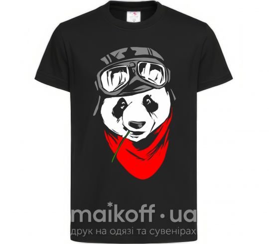 Детская футболка Панда в шлеме Черный фото