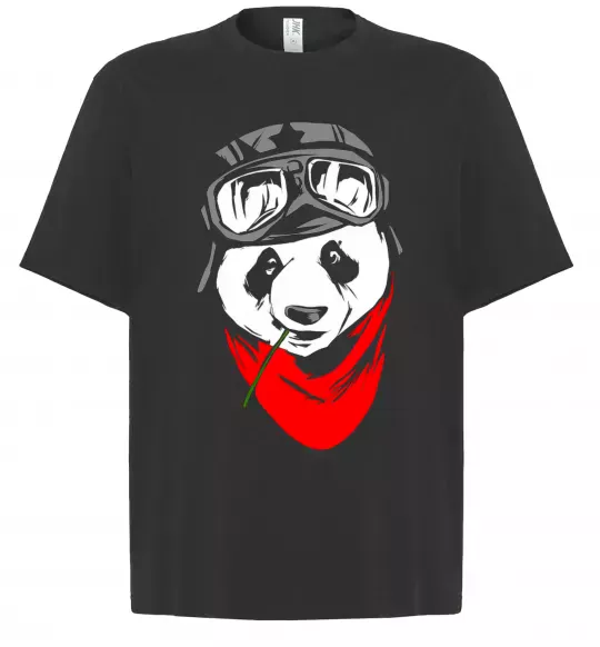 Футболка Оверсайз Панда в шоломі Чорний фото