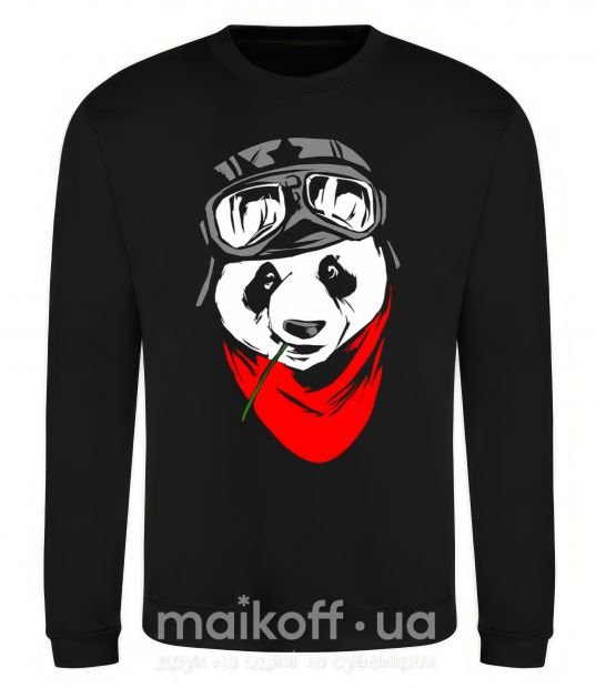 Світшот Панда в шлеме Чорний фото