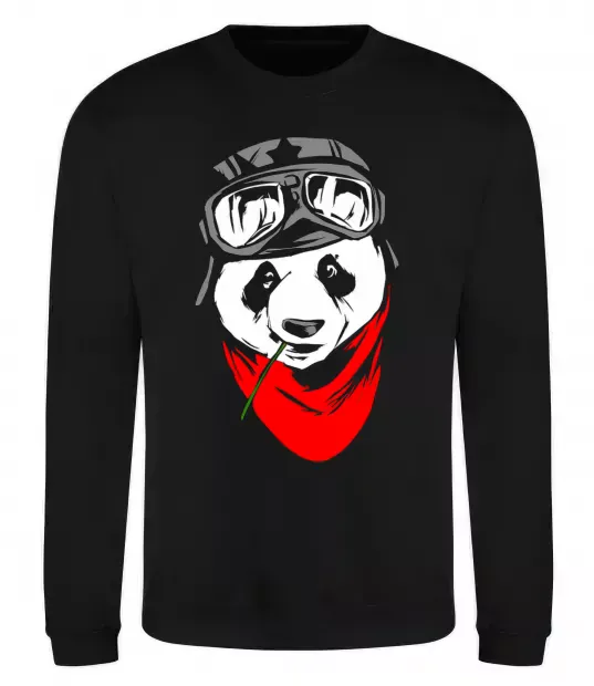 Світшот Панда в шоломі Чорний фото