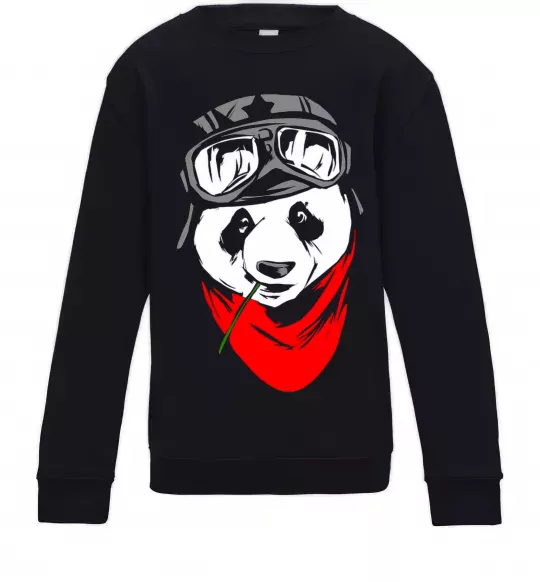 Детский Свитшот Панда в шоломі Черный фото