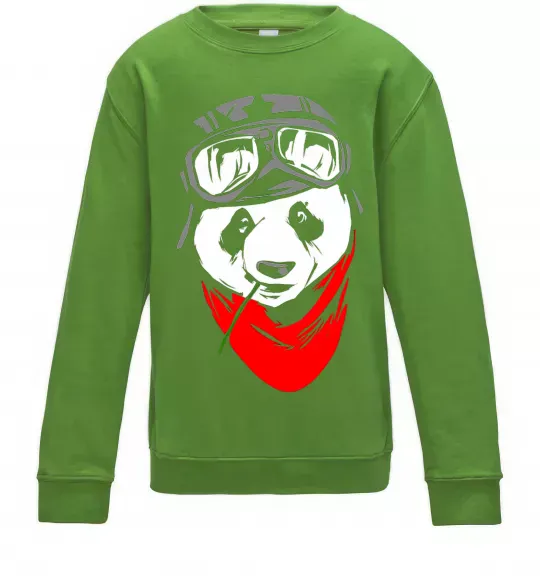 Детский Свитшот Панда в шоломі Лаймовый фото