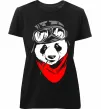 Женская премиум футболка Панда в шоломі Черный фото