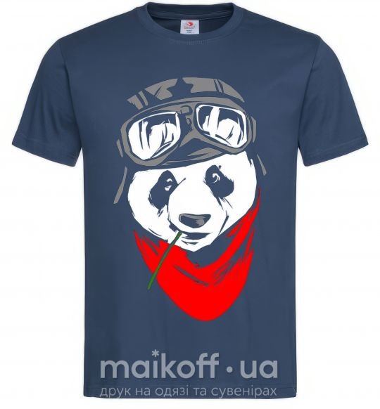 Мужская футболка Панда в шлеме Темно-синий фото