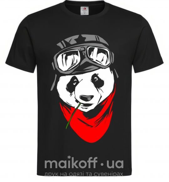 Мужская футболка Панда в шлеме Черный фото