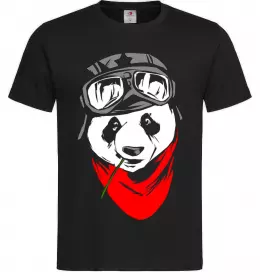 Мужская футболка Панда в шоломі Черный фото