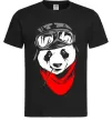 Чоловіча футболка Панда в шоломі Чорний фото