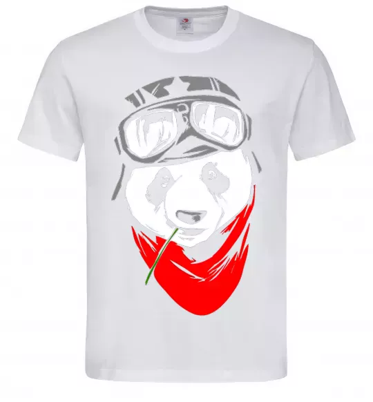 Чоловіча футболка Панда в шоломі Білий фото