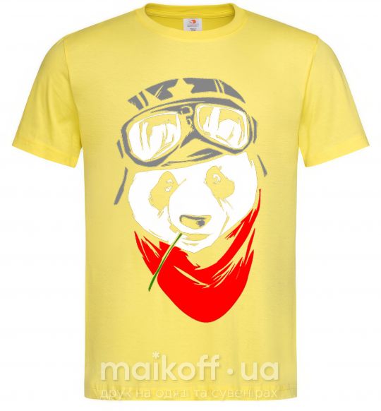 Мужская футболка Панда в шлеме Лимонный фото