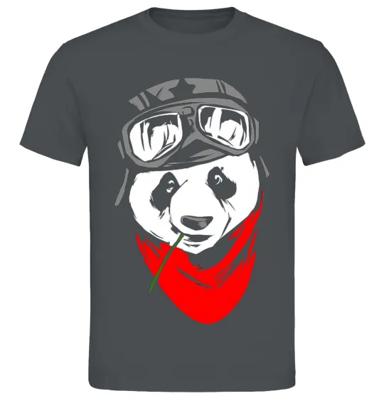 Чоловіча футболка Панда в шоломі Графіт фото