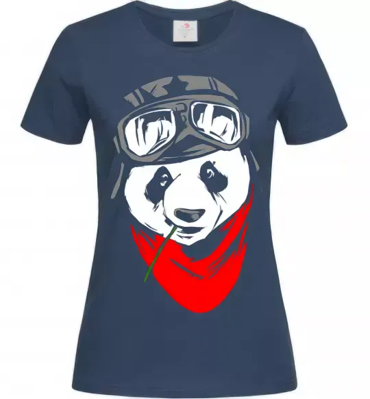 Женская футболка Панда в шоломі Темно-синий фото