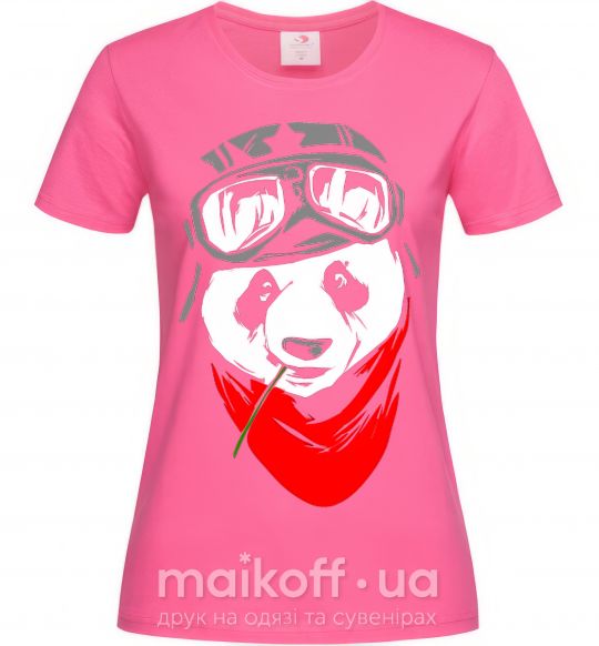 Жіноча футболка Панда в шлеме Яскраво-рожевий фото