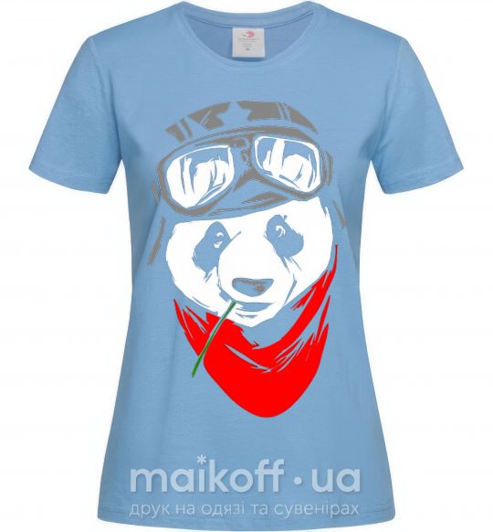 Женская футболка Панда в шлеме Голубой фото