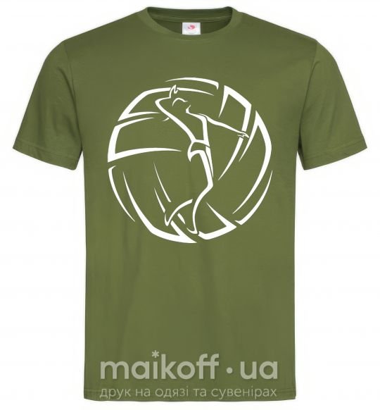 Чоловіча футболка Девушка в волейбольном мяче Оливковий фото