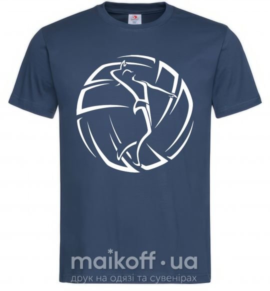 Мужская футболка Девушка в волейбольном мяче Темно-синий фото