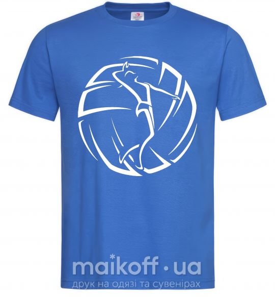 Мужская футболка Девушка в волейбольном мяче Ярко-синий фото