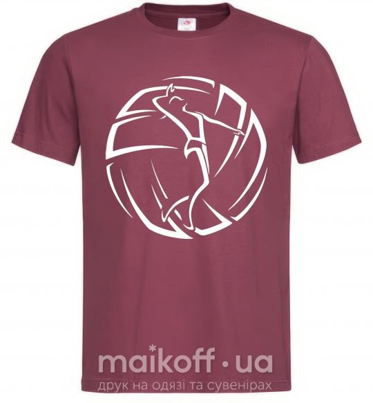 Мужская футболка Девушка в волейбольном мяче Бордовый фото