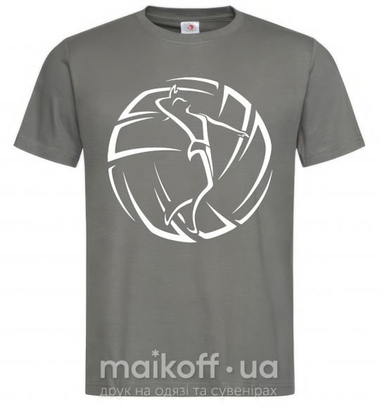 Мужская футболка Девушка в волейбольном мяче Графит фото