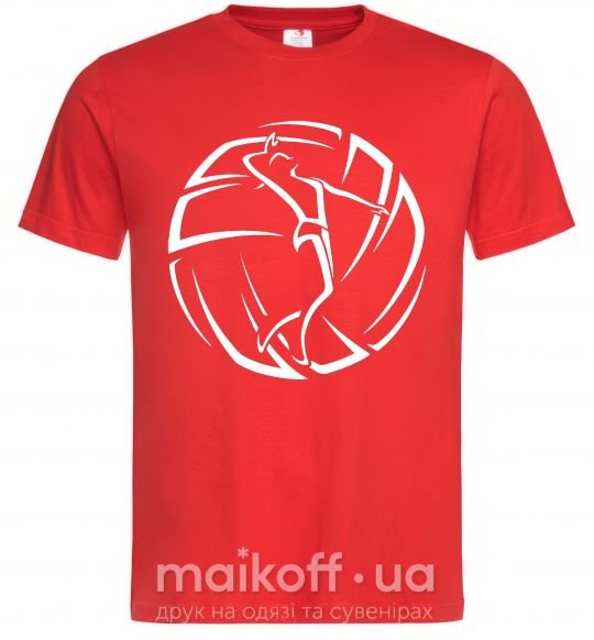 Мужская футболка Девушка в волейбольном мяче Красный фото