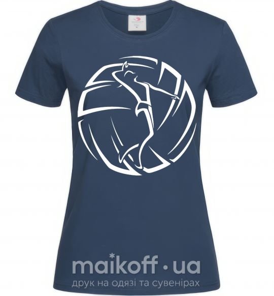 Женская футболка Девушка в волейбольном мяче Темно-синий фото