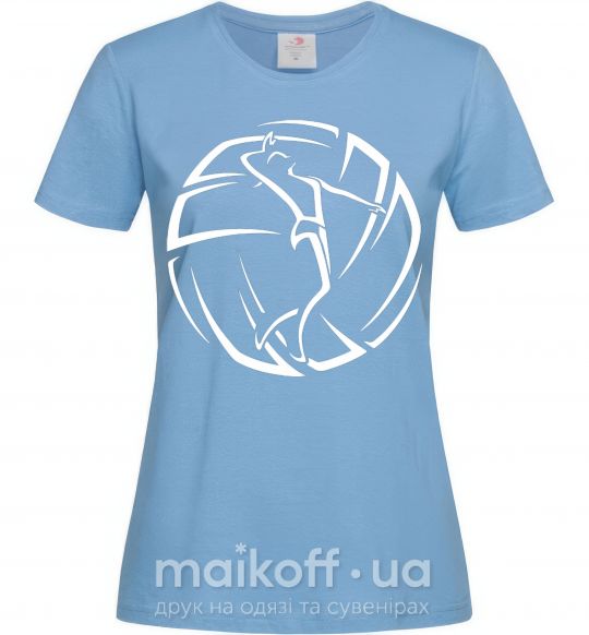 Женская футболка Девушка в волейбольном мяче Голубой фото