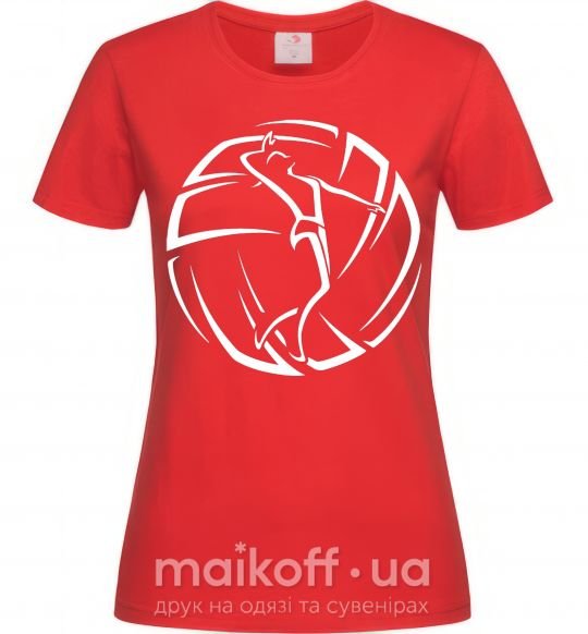 Женская футболка Девушка в волейбольном мяче Красный фото