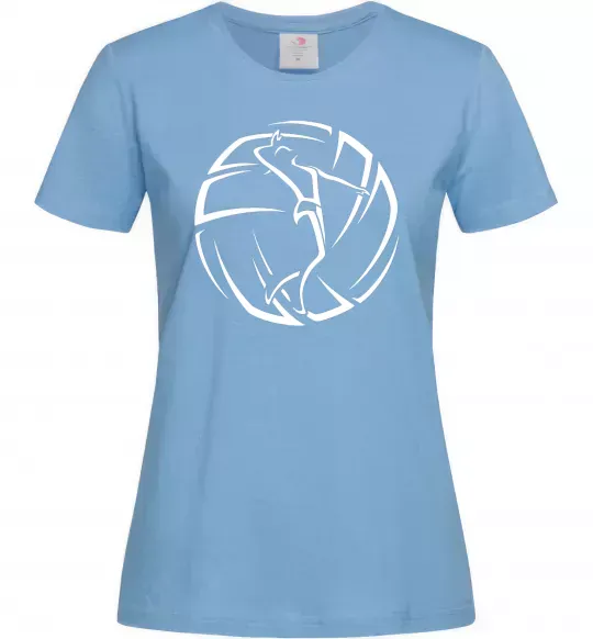 Женская футболка Дівчина у волейбольному м'ячі Голубой фото